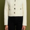 ENGLISH FACTORY Jackets & Coats*- Premium Houndstooth Cropped Jacket IVORY
