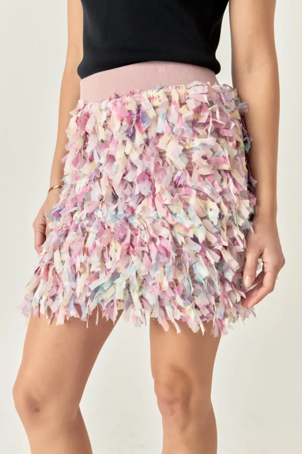 ENGLISH FACTORY Skirts | Tops*- Premium Textured Ribbon High Waisted Mini Skirt