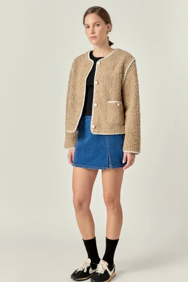 ENGLISH FACTORY Jackets & Coats | Tops*- Premium Faux Shearling Jacket