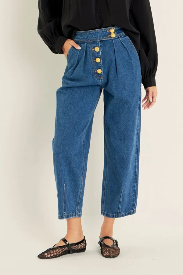 ENGLISH FACTORY Denim | Tops*- Premium Denim Cropped Trousers
