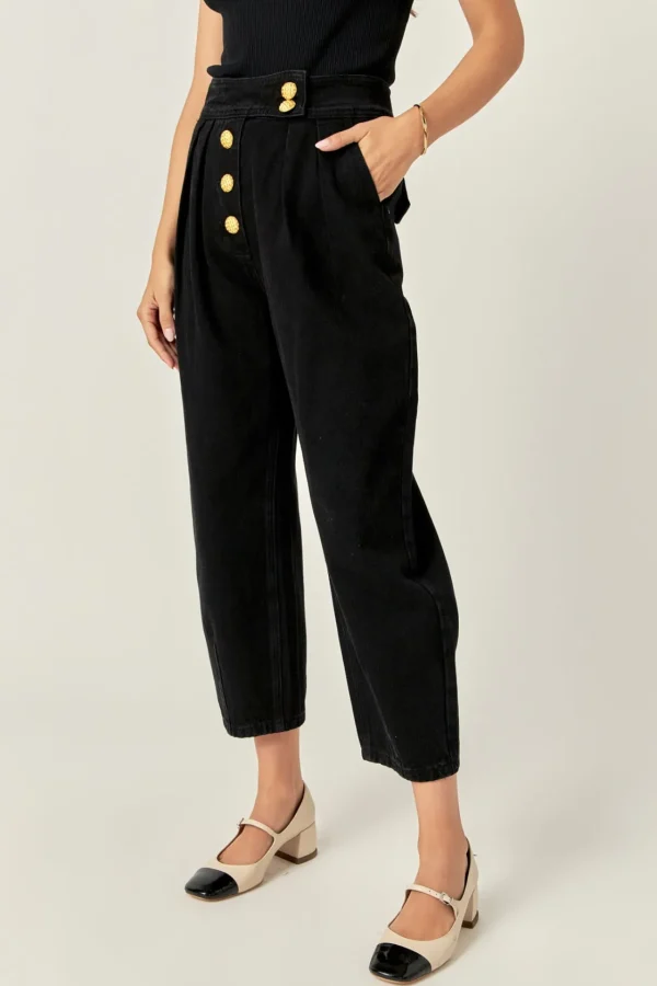 ENGLISH FACTORY Denim | Tops*- Premium Denim Cropped Trousers