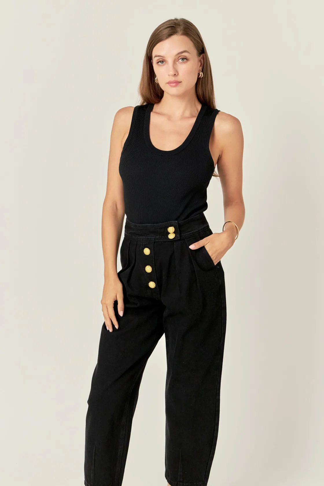english_factory__premium__18-1.webp ENGLISH FACTORY Denim | Tops*- Premium Denim Cropped Trousers
