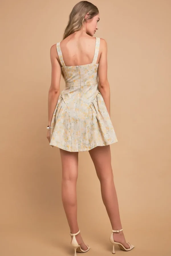 ENGLISH FACTORY Tops*- Premium Embroidered Linen Bustier Dress TANMULTI