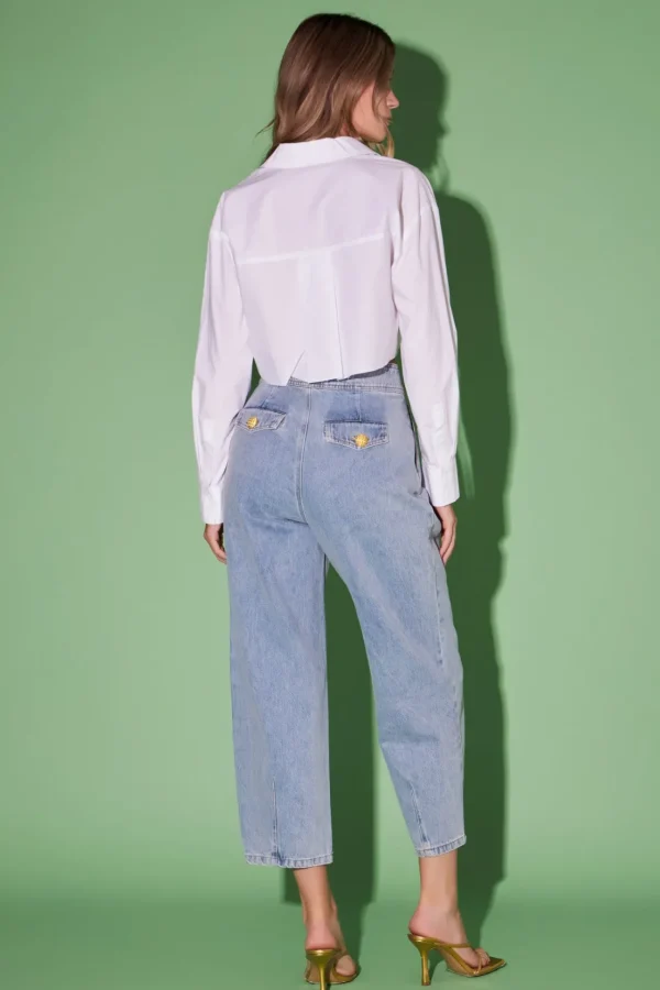 ENGLISH FACTORY Denim | Tops*- Premium Denim Cropped Trousers