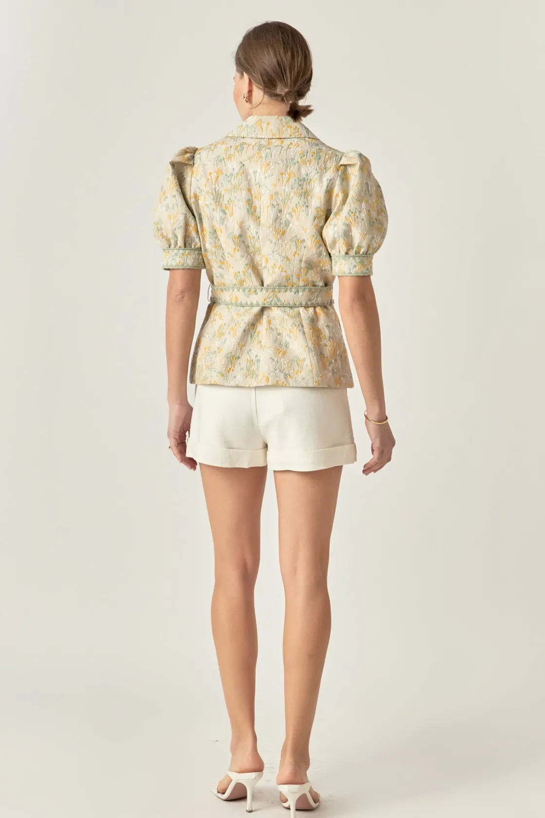 english_factory__premium__2-3.webp ENGLISH FACTORY Jackets & Coats | Tops*- Premium Embroidered Linen Belted Short Sleeve Jacket TANMULTI