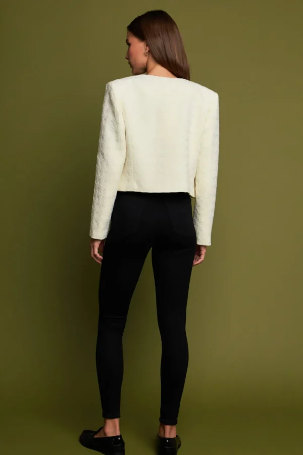 ENGLISH FACTORY Jackets & Coats*- Premium Houndstooth Cropped Jacket IVORY