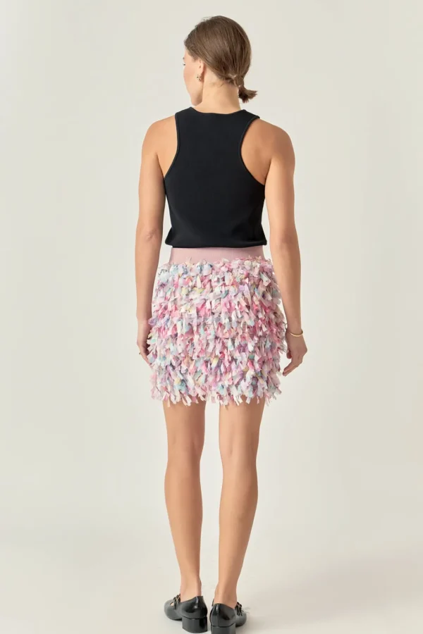ENGLISH FACTORY Skirts | Tops*- Premium Textured Ribbon High Waisted Mini Skirt
