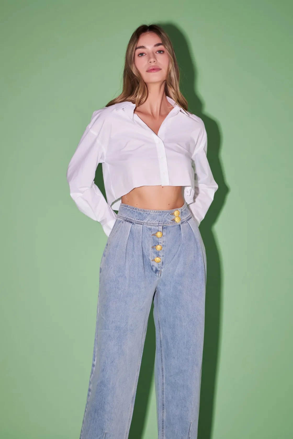 english_factory__premium__3-10.webp ENGLISH FACTORY Denim | Tops*- Premium Denim Cropped Trousers