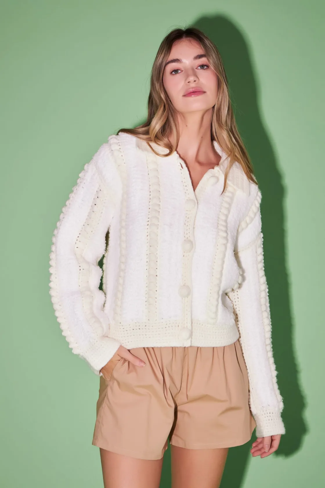 english_factory__premium__3-11.webp ENGLISH FACTORY Sweaters & Knits*- Premium Handmade Pom Pom Cardigan IVORY