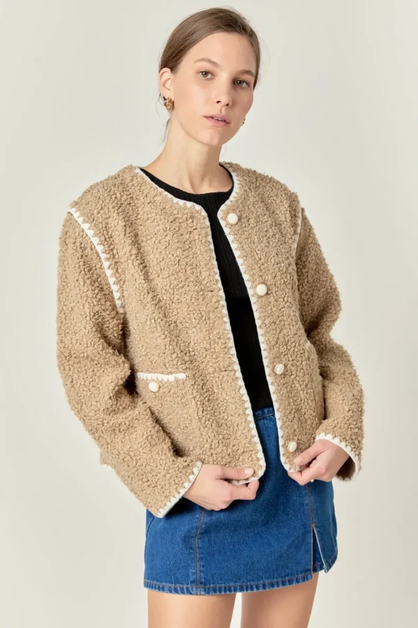 ENGLISH FACTORY Jackets & Coats | Tops*- Premium Faux Shearling Jacket