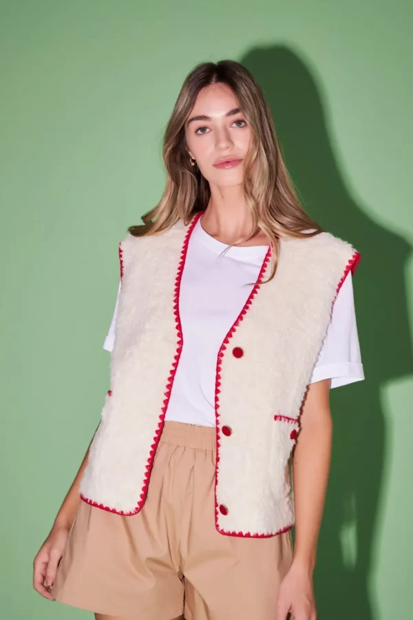 ENGLISH FACTORY Jackets & Coats | Tops*- Premium Faux Shearling Vest