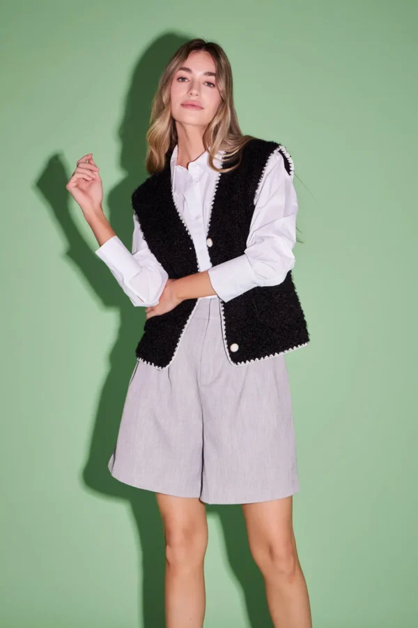 ENGLISH FACTORY Jackets & Coats | Tops*- Premium Faux Shearling Vest