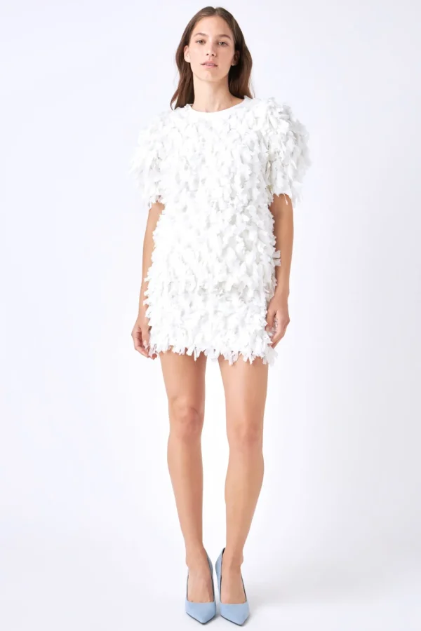 ENGLISH FACTORY Skirts | Tops*- Premium Textured Ribbon High Waisted Mini Skirt
