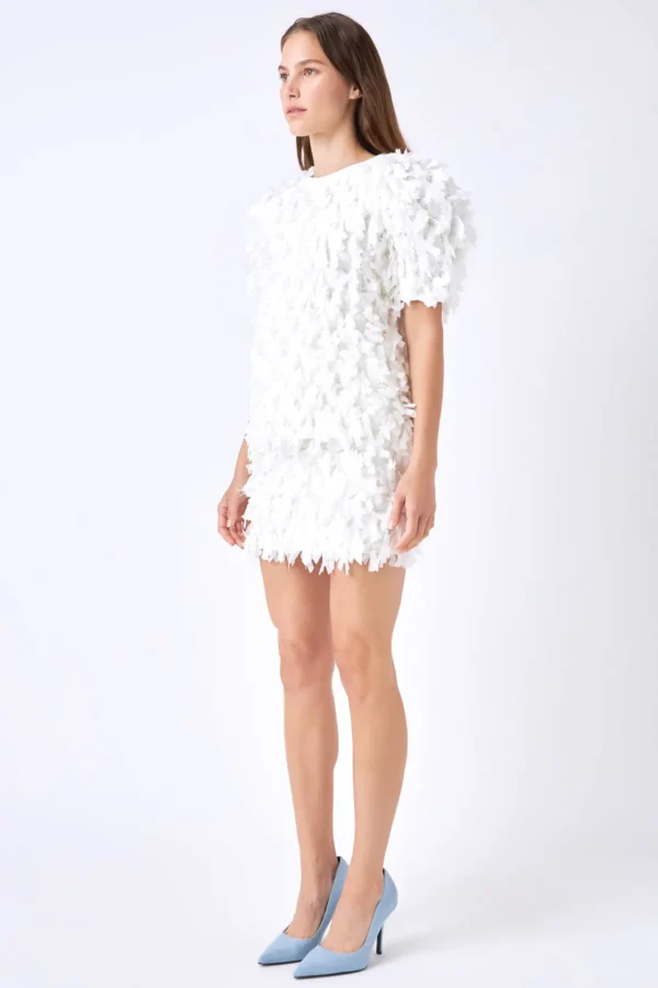 ENGLISH FACTORY Skirts | Tops*- Premium Textured Ribbon High Waisted Mini Skirt