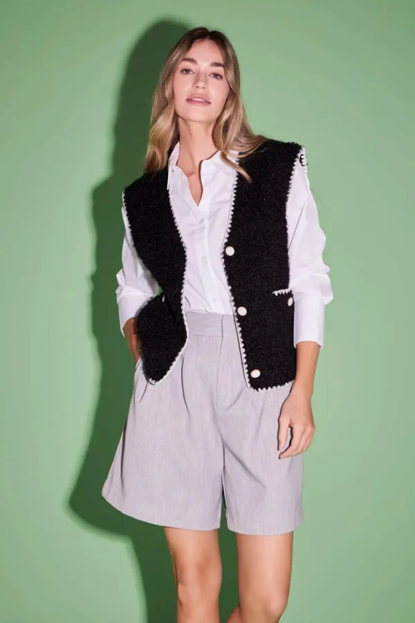ENGLISH FACTORY Jackets & Coats | Tops*- Premium Faux Shearling Vest