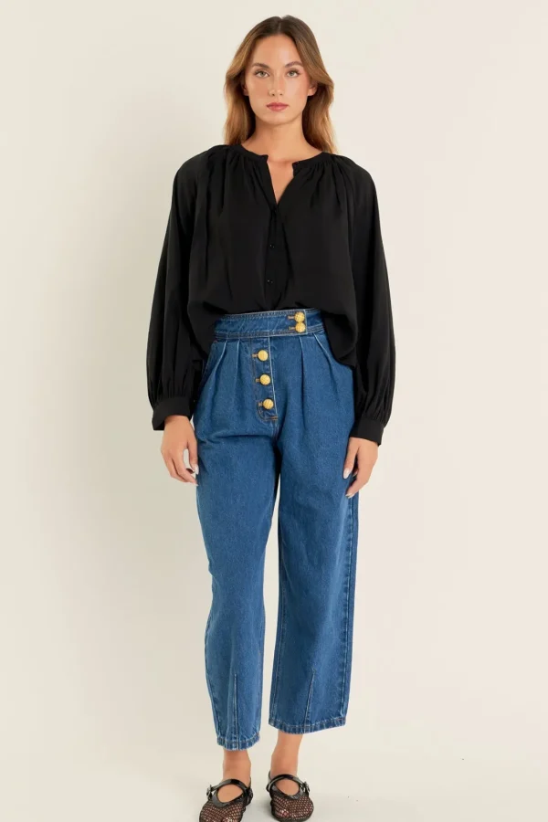 ENGLISH FACTORY Denim | Tops*- Premium Denim Cropped Trousers