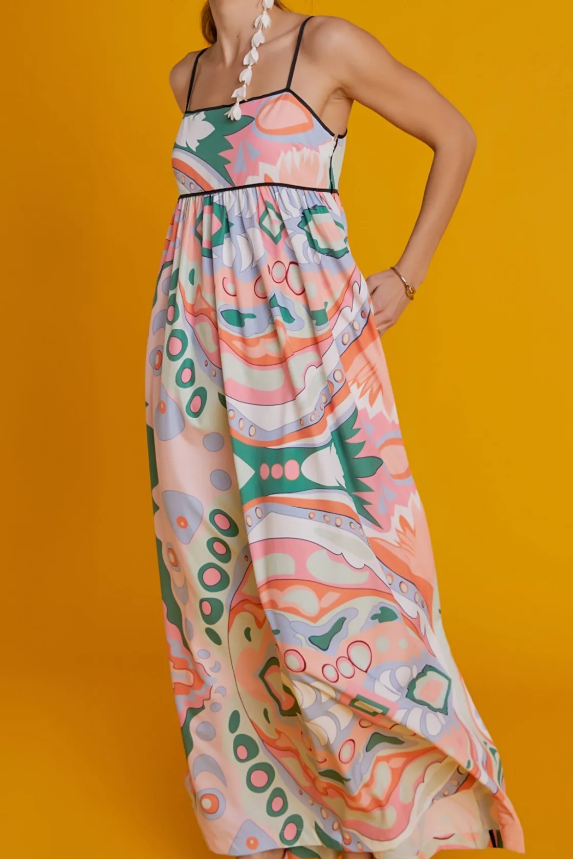 english_factory__print_em_0.webp ENGLISH FACTORY Boho Dresses | Tops*- Print Empire Waist Maxi Dress MULTI
