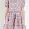 ENGLISH FACTORY Puff Sleeve*- Print Puff Sleeve Mini Dress REDMULTI