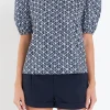 ENGLISH FACTORY Tops*- Print Puff Sleeve Top NAVYMULTI