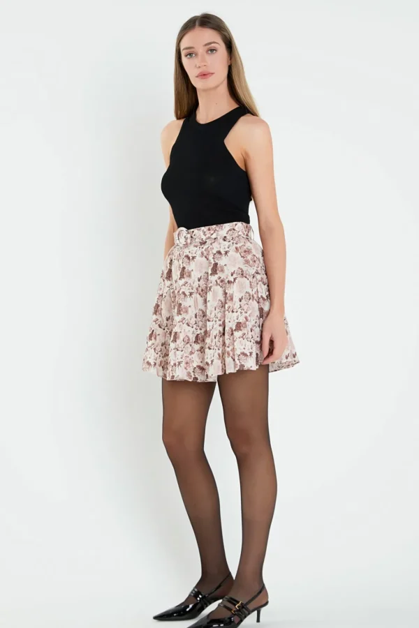 ENGLISH FACTORY Skirts | Tops*- Printed Linen Tiered Mini Skirt MULTI
