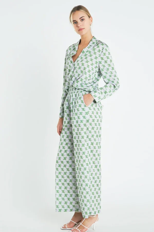 ENGLISH FACTORY Matching Sets | Shirts & Blouses*- Printed Satin Shirt GREEN/PURPLE