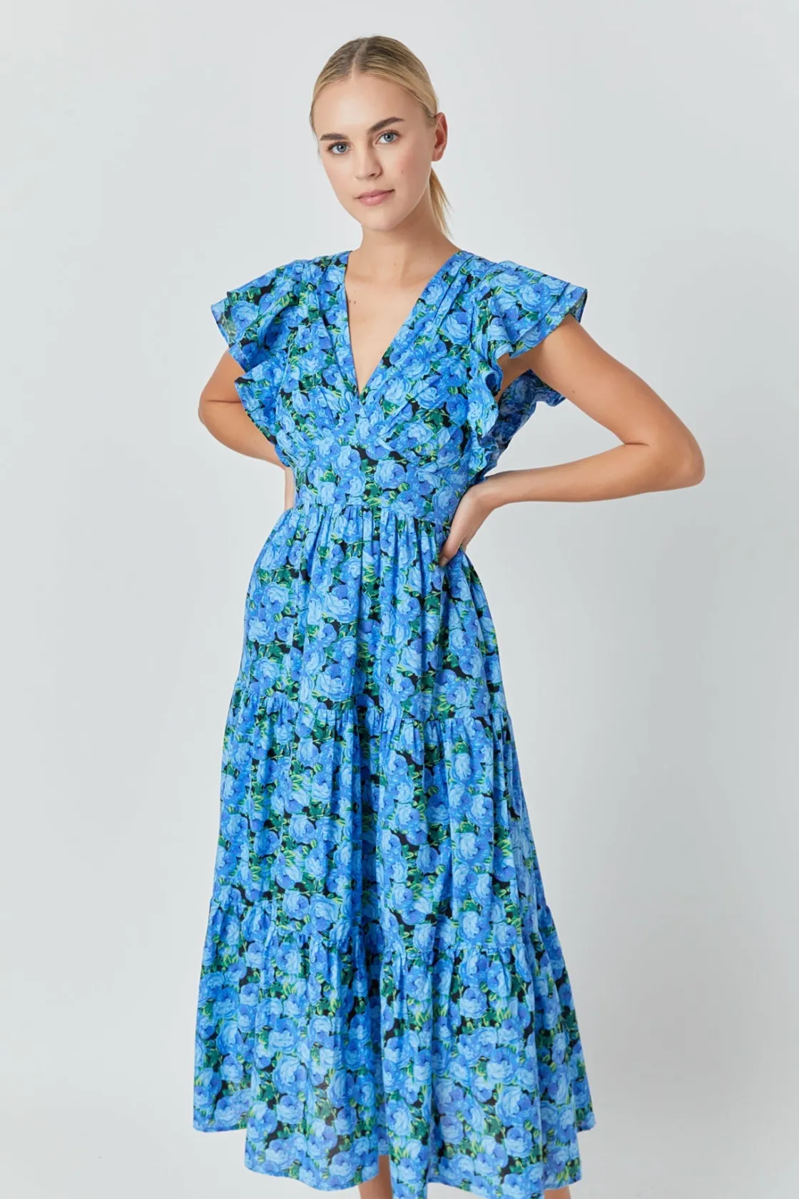 english_factory__printed__2-5.webp ENGLISH FACTORY Floral Dresses | Tops*- Printed Open Back Maxi Dress BLUE
