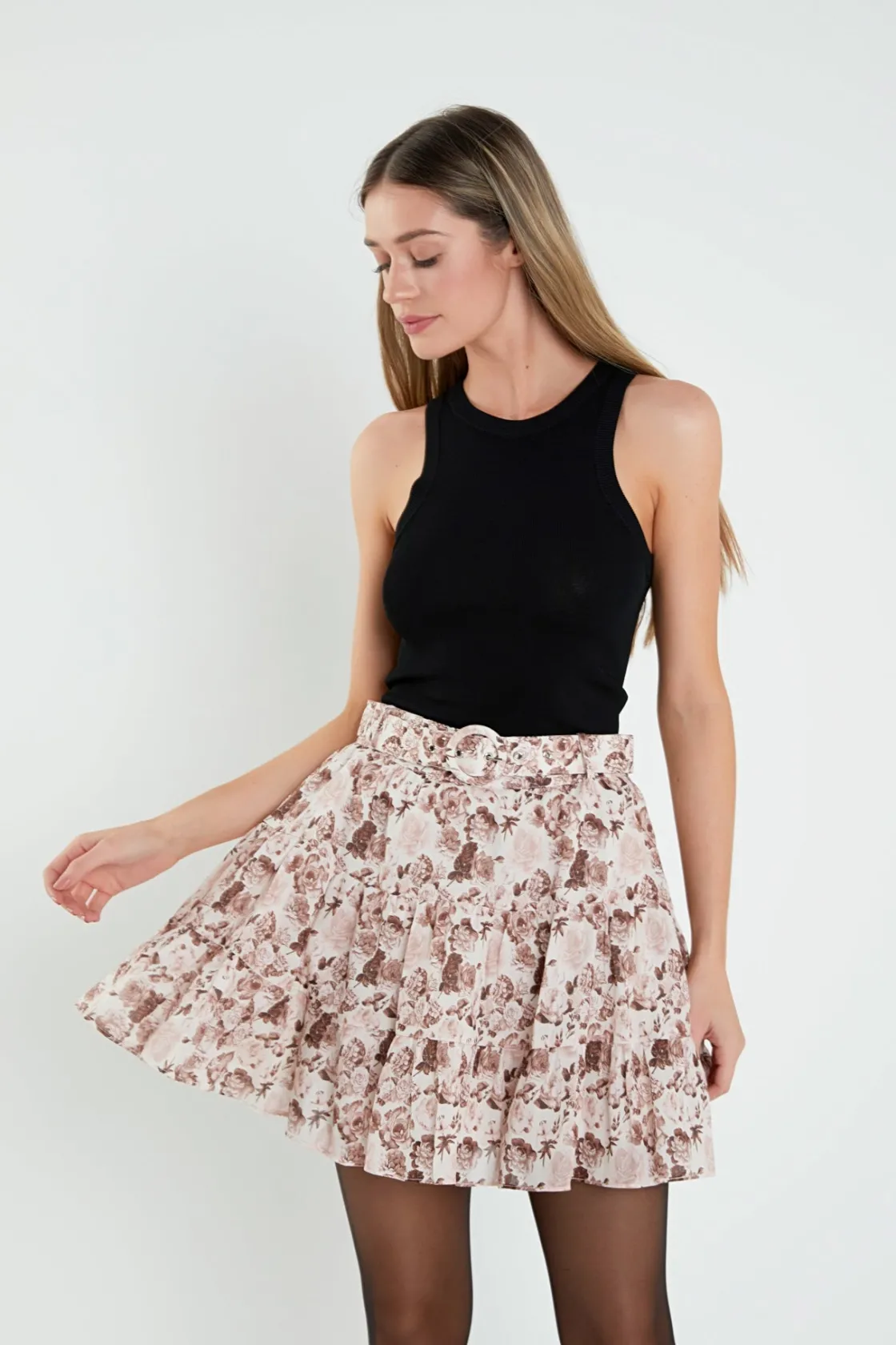 english_factory__printed__3-2.webp ENGLISH FACTORY Skirts | Tops*- Printed Linen Tiered Mini Skirt MULTI