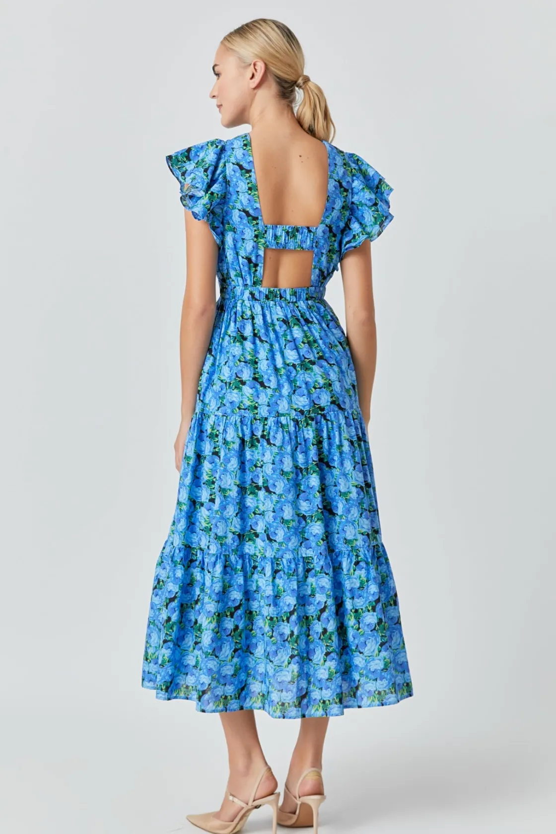 english_factory__printed__3-5.webp ENGLISH FACTORY Floral Dresses | Tops*- Printed Open Back Maxi Dress BLUE