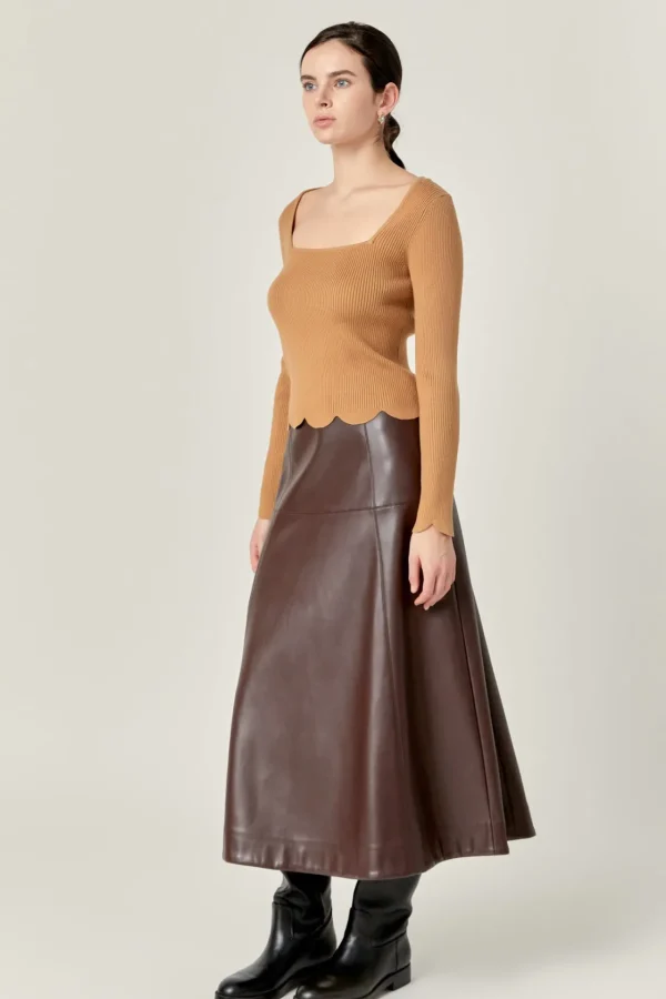ENGLISH FACTORY Skirts | Tops*- PU High Waisted Midi Skirt