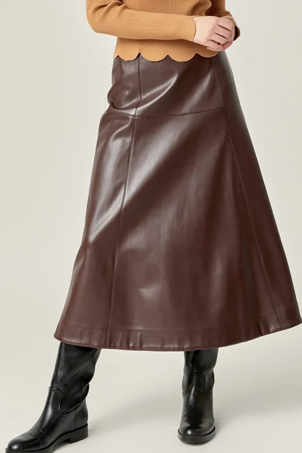 ENGLISH FACTORY Skirts | Tops*- PU High Waisted Midi Skirt