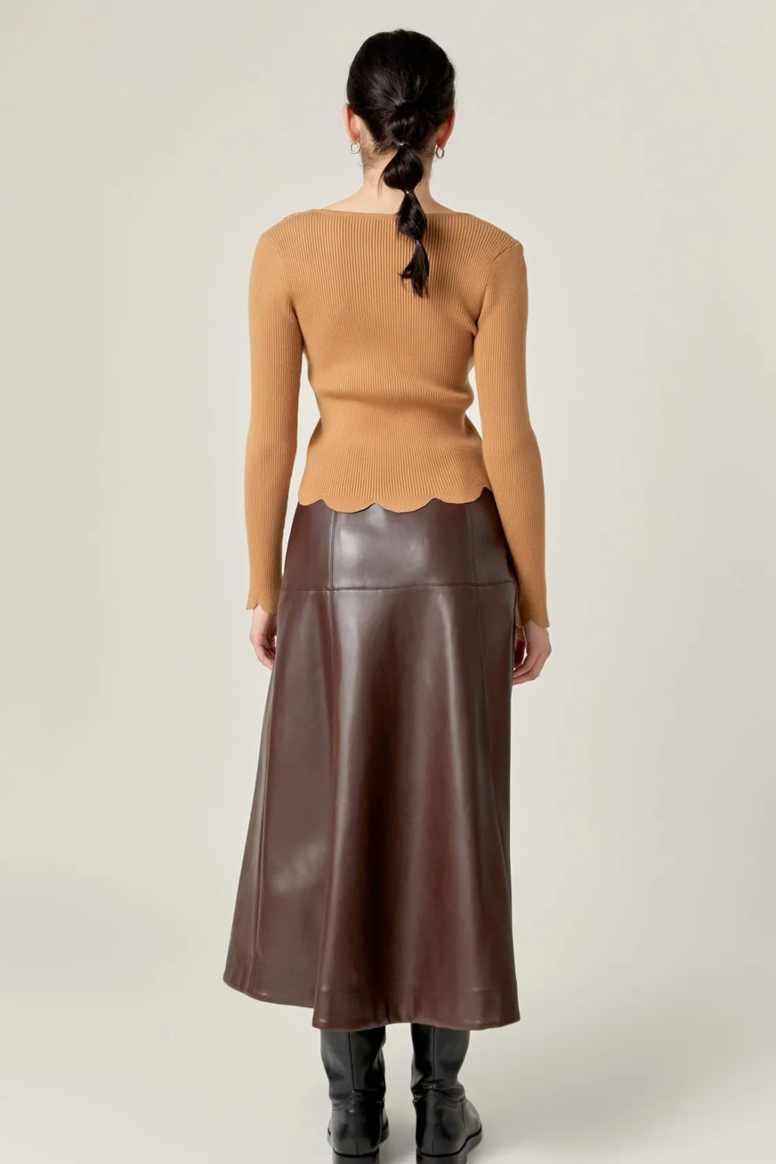 english_factory__pu_high__7.webp ENGLISH FACTORY Skirts | Tops*- PU High Waisted Midi Skirt
