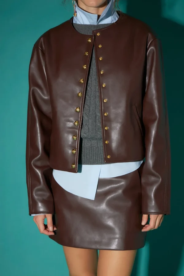 ENGLISH FACTORY Matching Sets | Jackets & Coats*- Pu Jacket DARKBROWN