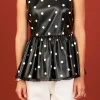 ENGLISH FACTORY Matching Sets | Tops*- Pu Polka Dot Top BLACK/WHITE