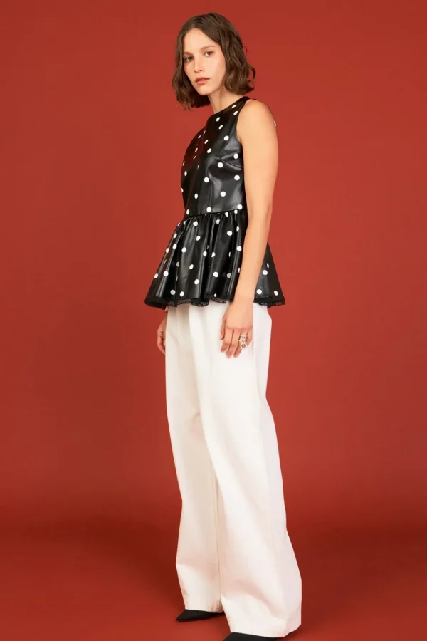 ENGLISH FACTORY Matching Sets | Tops*- Pu Polka Dot Top BLACK/WHITE