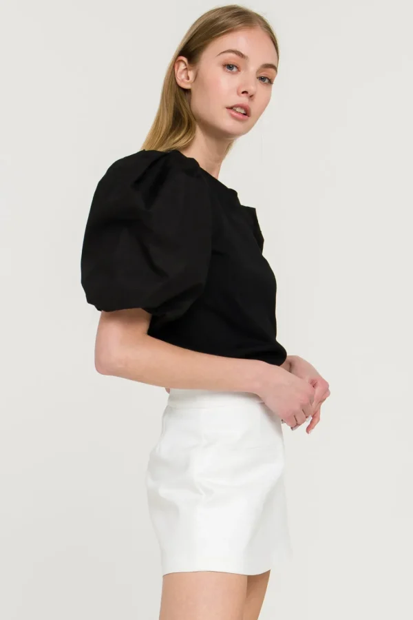 ENGLISH FACTORY Tops*- Puff Short Sleeve T-Shirt