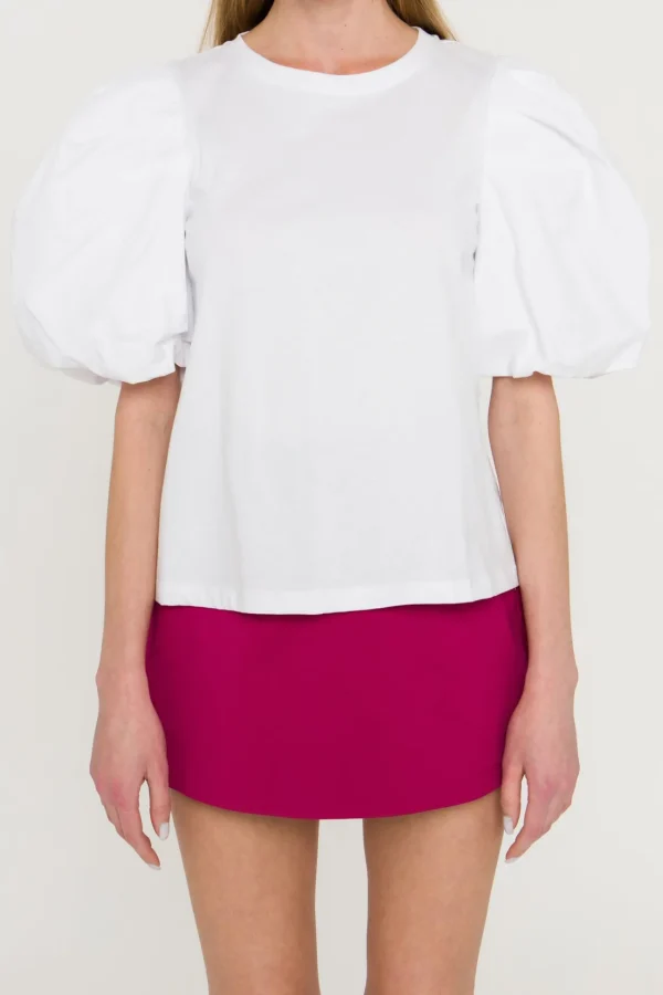 ENGLISH FACTORY Tops*- Puff Short Sleeve T-Shirt