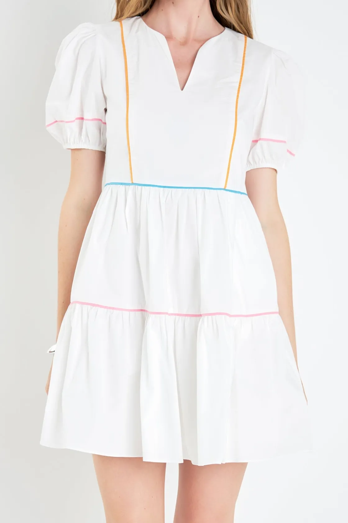 english_factory__puff_sle_0-17.webp ENGLISH FACTORY White Dresses | Tops*- Puff Sleeve Tiered Mini Dress