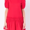 ENGLISH FACTORY White Dresses | Puff Sleeve*- Puff Sleeve Peplum Mini Dress