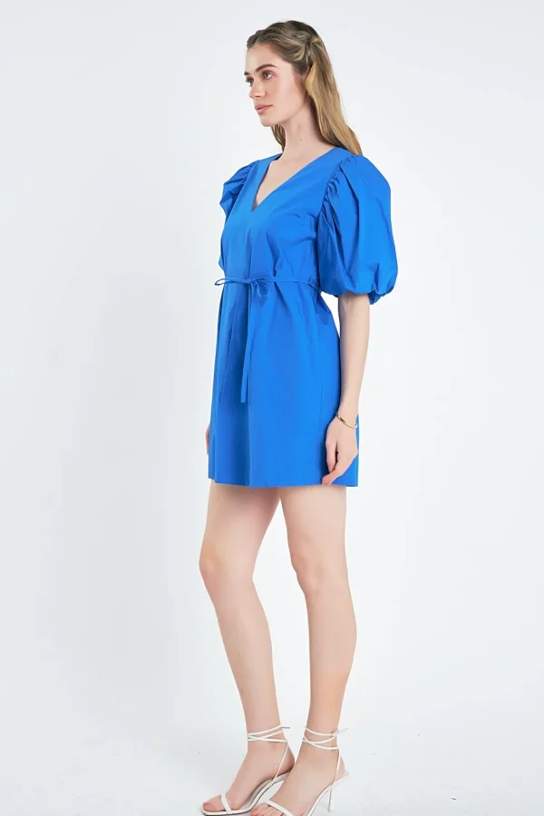 ENGLISH FACTORY Puff Sleeve | Tops*- Puff Sleeve A-line Shift Mini Dress