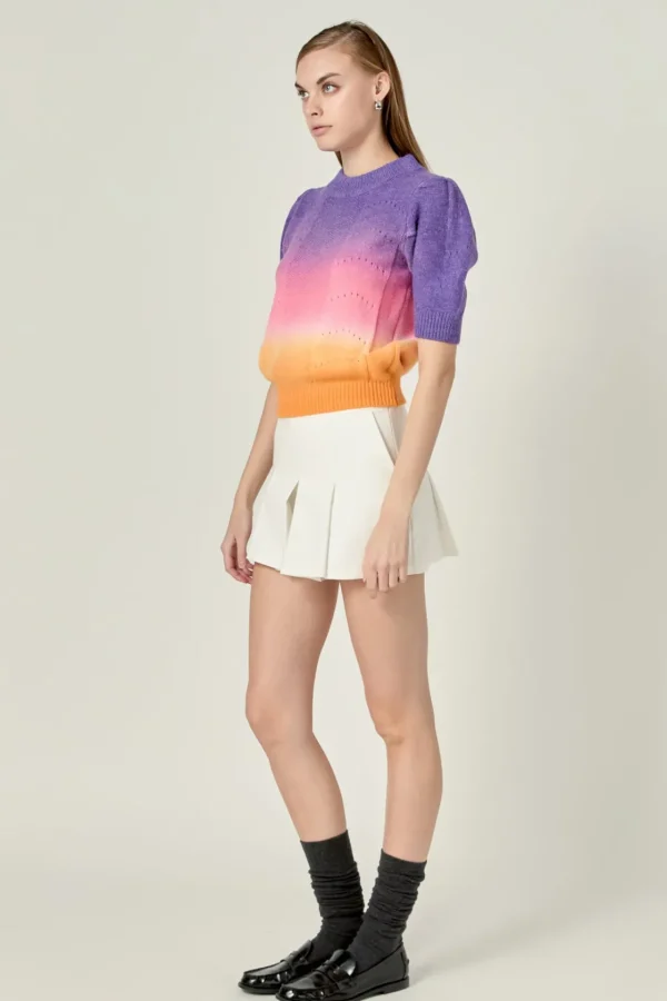 ENGLISH FACTORY Tops*- Puff Sleeve Ombre Sweater Top