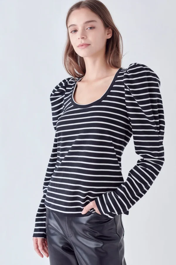 ENGLISH FACTORY Tops*- Puff Sleeve Knit Top