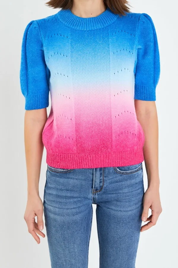 ENGLISH FACTORY Tops*- Puff Sleeve Ombre Sweater Top