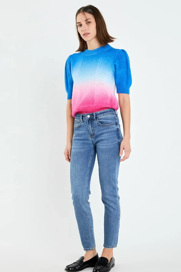 ENGLISH FACTORY Tops*- Puff Sleeve Ombre Sweater Top