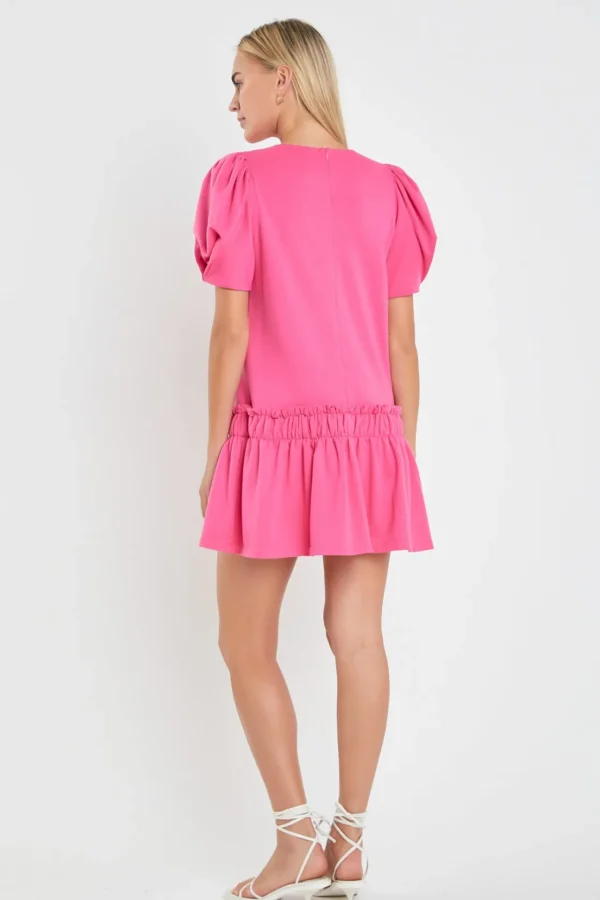 ENGLISH FACTORY White Dresses | Puff Sleeve*- Puff Sleeve Peplum Mini Dress