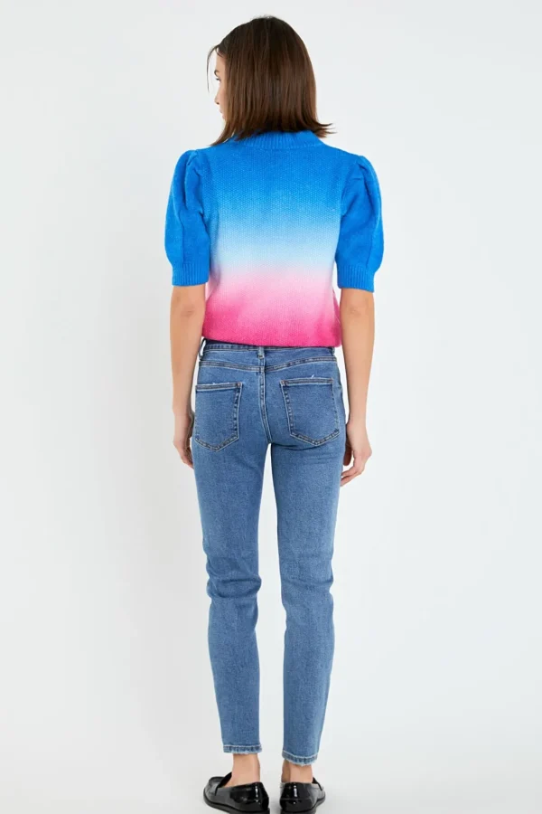 ENGLISH FACTORY Tops*- Puff Sleeve Ombre Sweater Top
