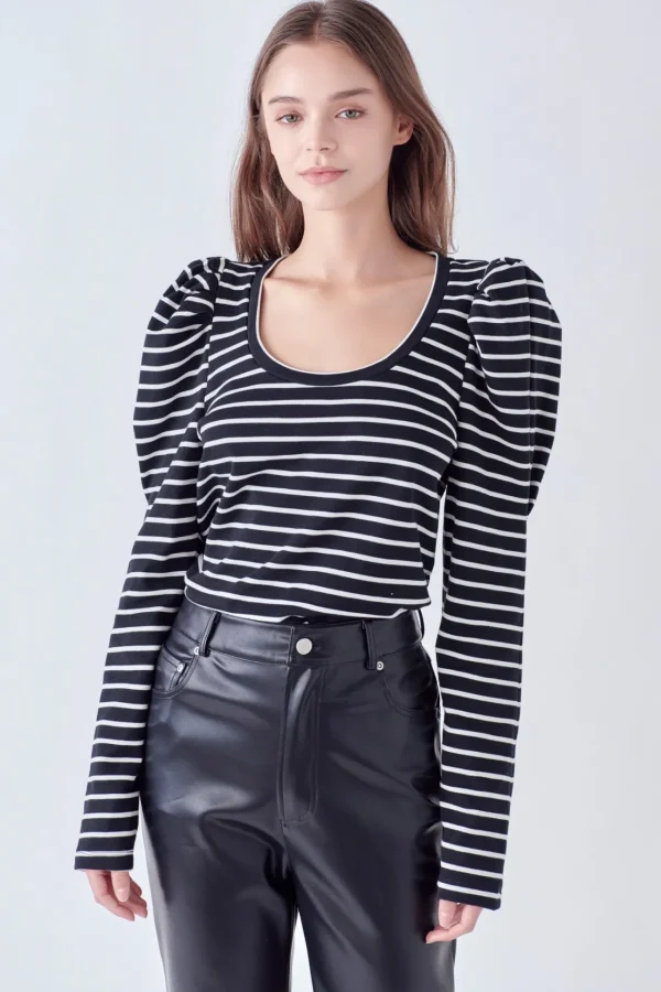 ENGLISH FACTORY Tops*- Puff Sleeve Knit Top