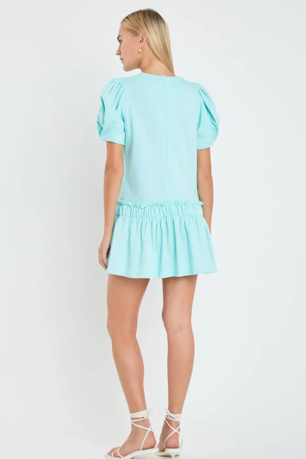 ENGLISH FACTORY White Dresses | Puff Sleeve*- Puff Sleeve Peplum Mini Dress