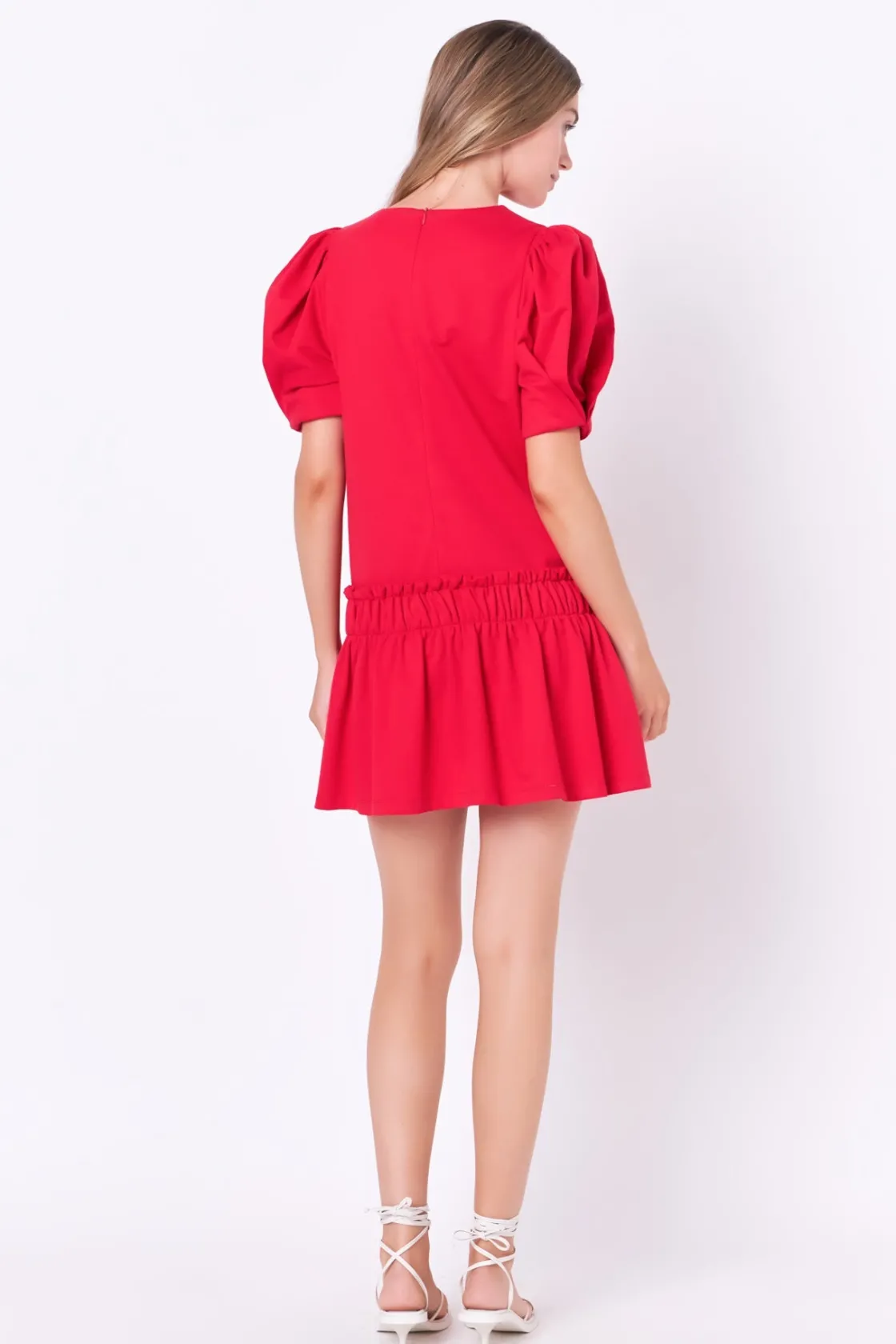 english_factory__puff_sle_2-19.webp ENGLISH FACTORY White Dresses | Puff Sleeve*- Puff Sleeve Peplum Mini Dress