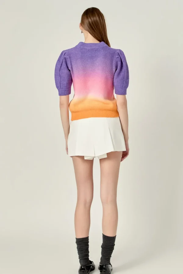 ENGLISH FACTORY Tops*- Puff Sleeve Ombre Sweater Top