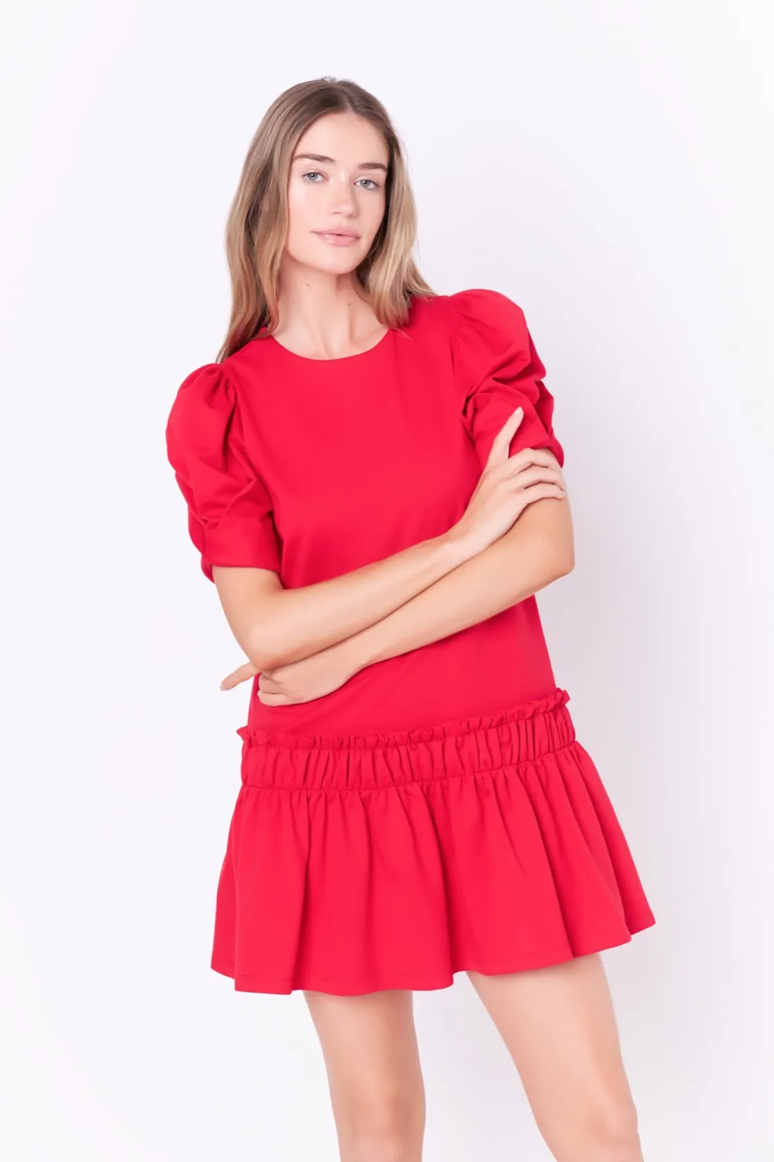 english_factory__puff_sle_3-19.webp ENGLISH FACTORY White Dresses | Puff Sleeve*- Puff Sleeve Peplum Mini Dress